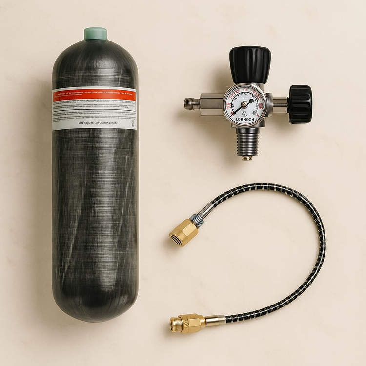 Lightweight and durable carbon fiber air cylinders ideal for PCP airguns and compressors