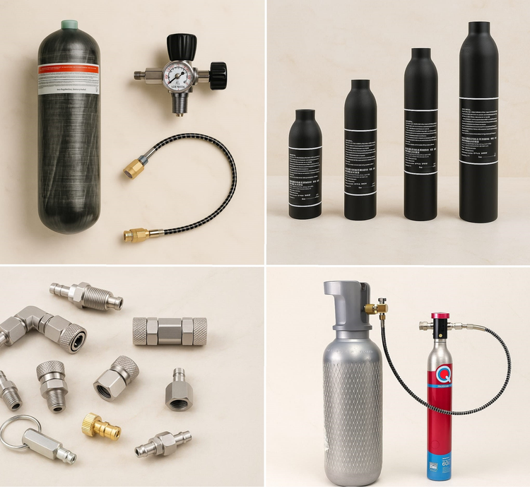 Full collection of Pump Pro products including air compressors, cylinders, and accessories
