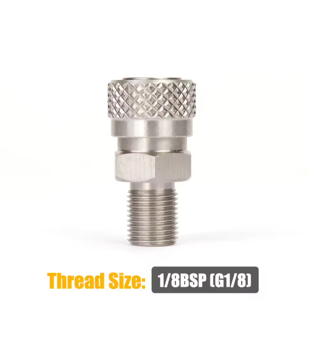 8mm quick disconnect air adapter – male/female fitting with 1/8 NPT/BSP and M10