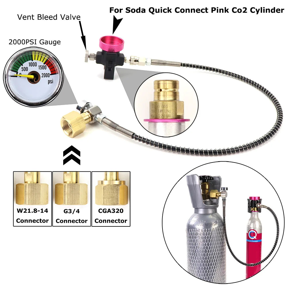 Pink CO2 Refill Adapter Only for SodaStream Terra DUO Quick Connect