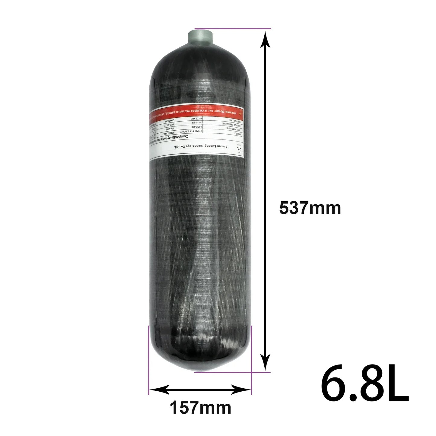 TUXING 6.8L Carbon Fiber Cylinder with Integrated Fill Station Valve