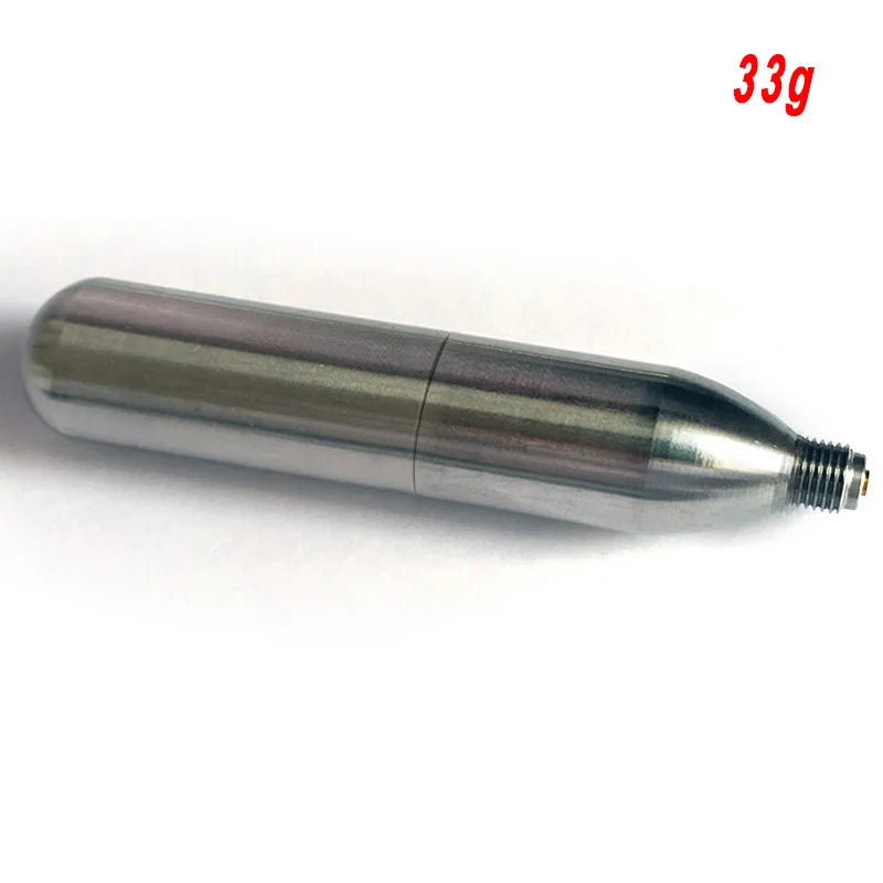 33g Cartridge Stainless Steel CO2 Refillable Cylinder - 3/8-24UNF Thread