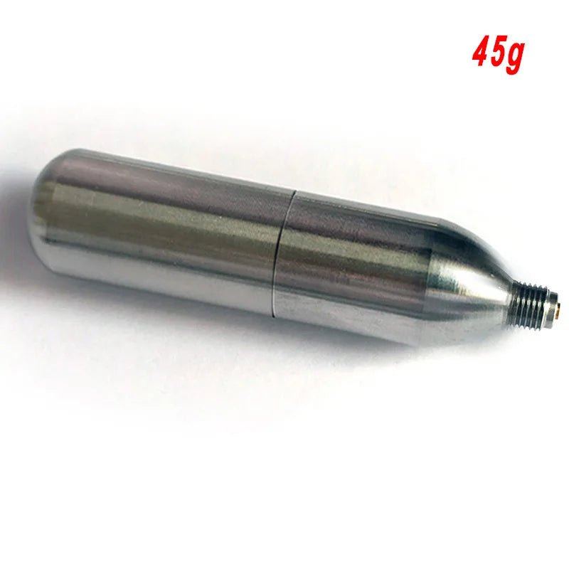 45g Cartridge Stainless Steel CO2 Refillable Cylinder - 3/8-24UNF Thread
