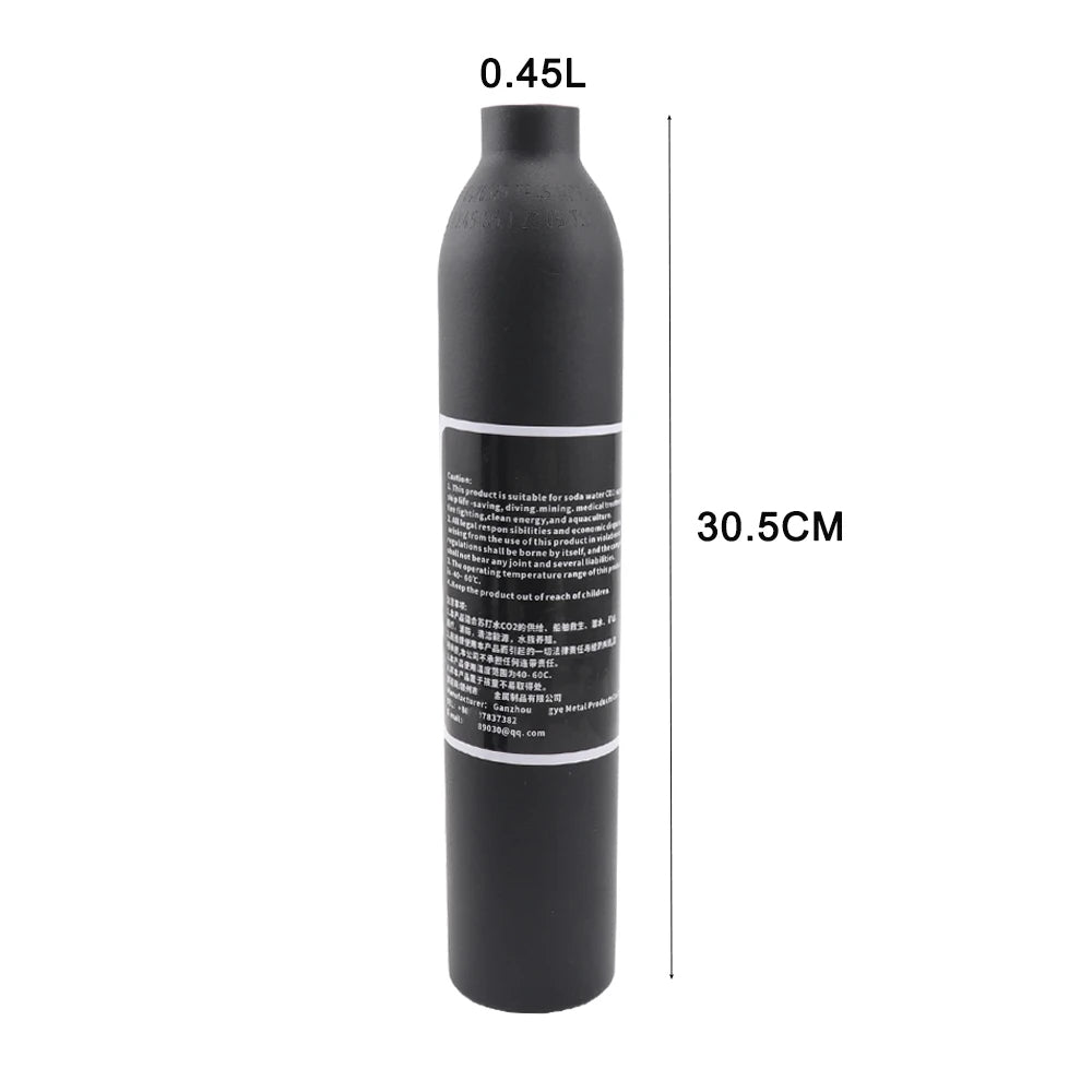 0.45L Aluminum CO2 Cylinder – 300bar 4500Psi M18x1.5 Thread