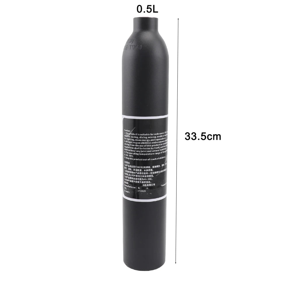 0.5L Aluminum CO2 Cylinder – 300bar 4500Psi M18x1.5 Thread