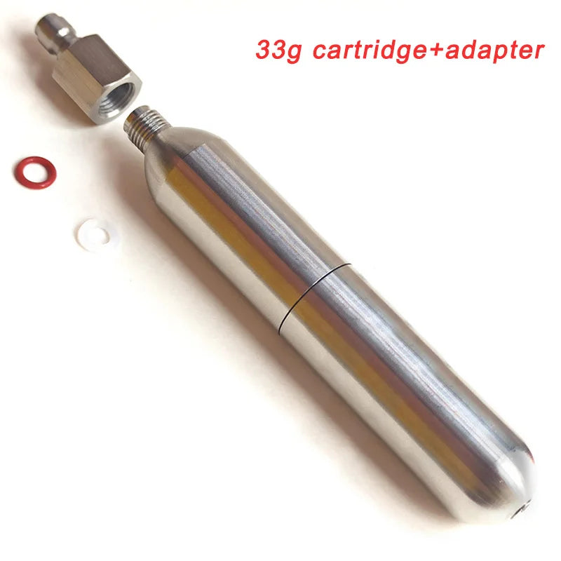 33g Cartridge Set Stainless Steel CO2 Refillable Cylinder - 3/8-24UNF Thread