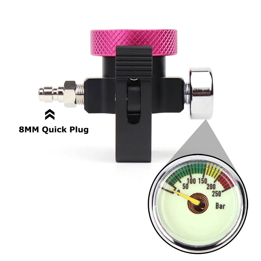Soda CO2 Adapter – 250Bar Pressure Gauge – Bleed Valve – 8MM Plug