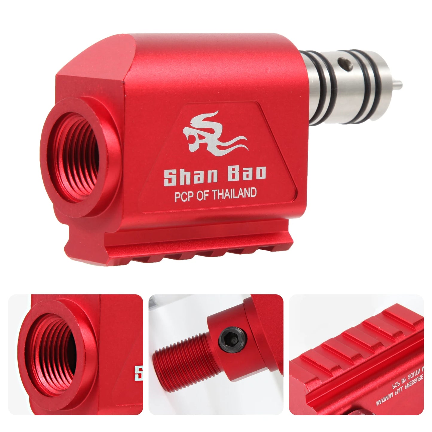 HPA 3000PSI Z valve regulator with 20mm guide – aluminum CO2 tank adapter