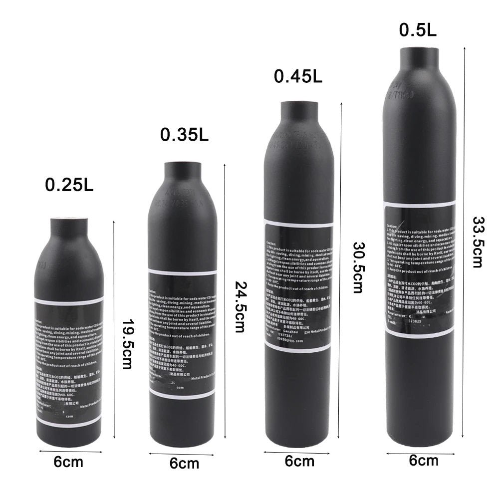 Aluminum CO2 Cylinders 0.25L–0.5L | 300bar 4500Psi | M18x1.5 Thread