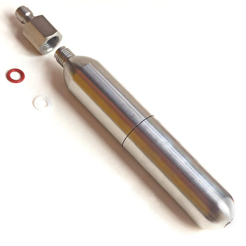 Stainless Steel CO2 Refillable Cartridges – 24g / 33g / 45g – 3/8-24UNF Thread