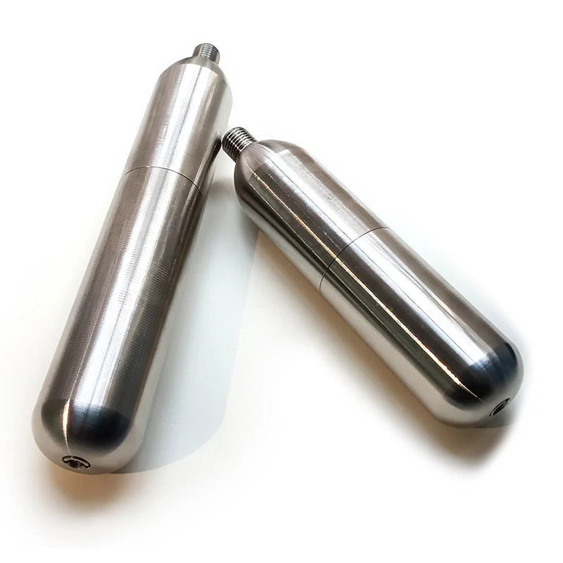 Stainless Steel CO2 Refillable Cartridges – 24g / 33g / 45g – 3/8-24UNF Thread