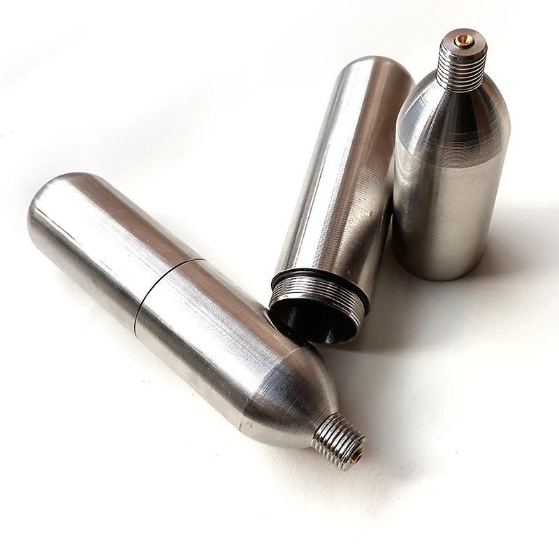Stainless Steel CO2 Refillable Cartridges – 24g / 33g / 45g – 3/8-24UNF Thread