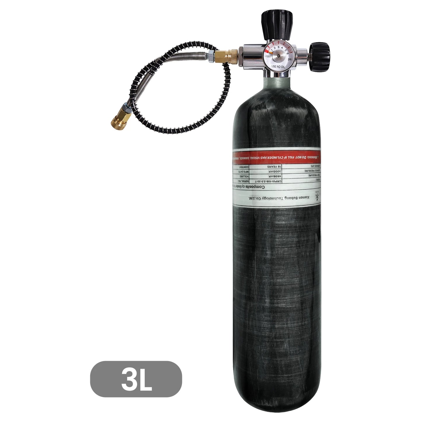 TUXING 3L Carbon Fiber Tank with Regulating Valve and Hose – 300BAR