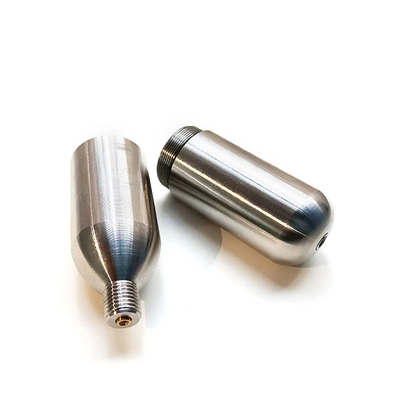 Stainless Steel CO2 Refillable Cartridges – 24g / 33g / 45g – 3/8-24UNF Thread