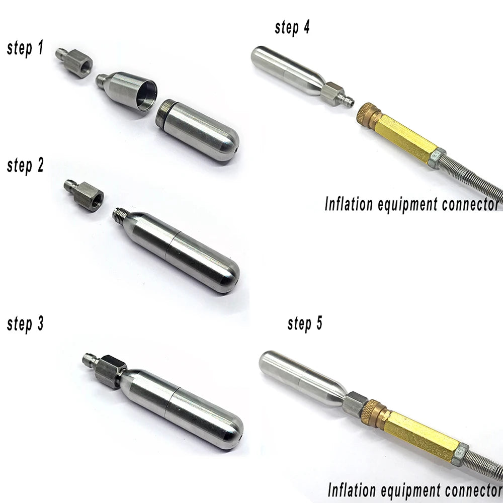 Stainless Steel CO2 Refillable Cartridges – 24g / 33g / 45g – 3/8-24UNF Thread