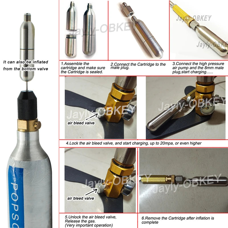 Stainless Steel CO2 Refillable Cartridges – 24g / 33g / 45g – 3/8-24UNF Thread