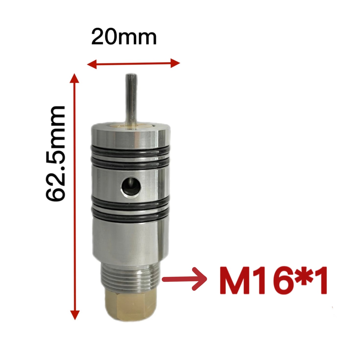 Metal component with dimensions labeled on a white background