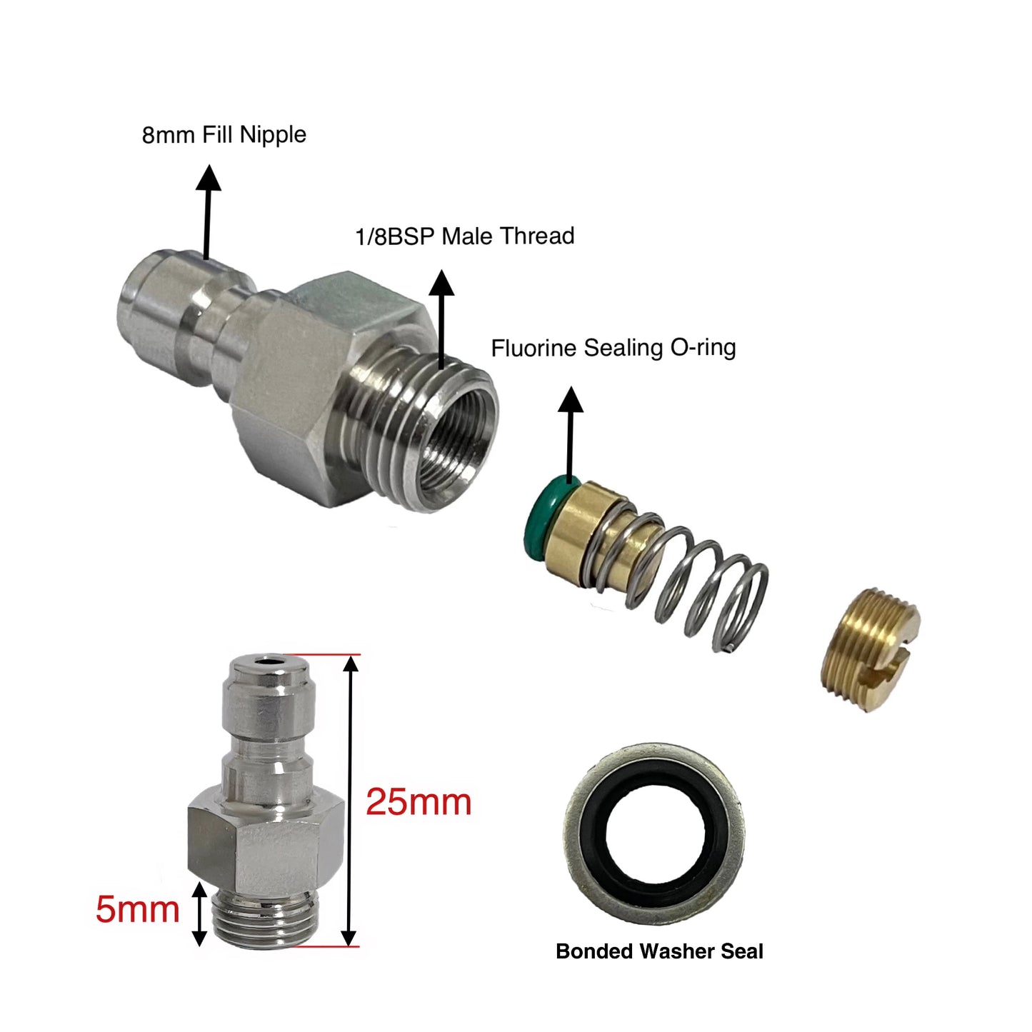 Technical diagram of plumbing components with labeled parts on a white background