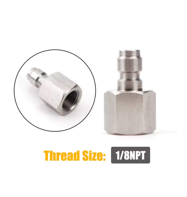 8mm quick disconnect air adapter – male/female fitting with 1/8 NPT/BSP and M10
