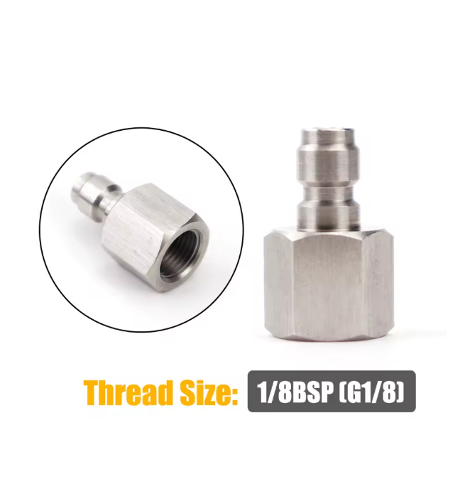 8mm quick disconnect air adapter – male/female fitting with 1/8 NPT/BSP and M10