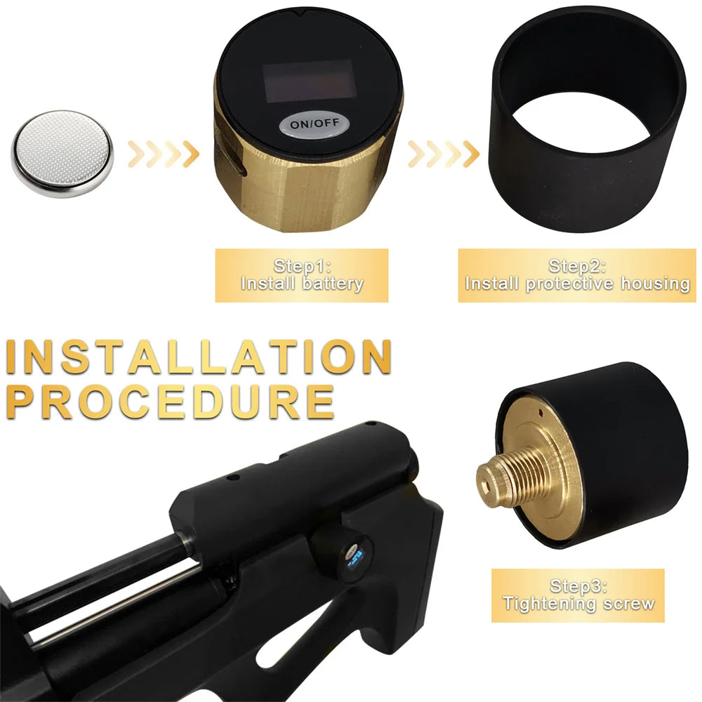 Step-by-step installation procedure for a device with components and text instructions.