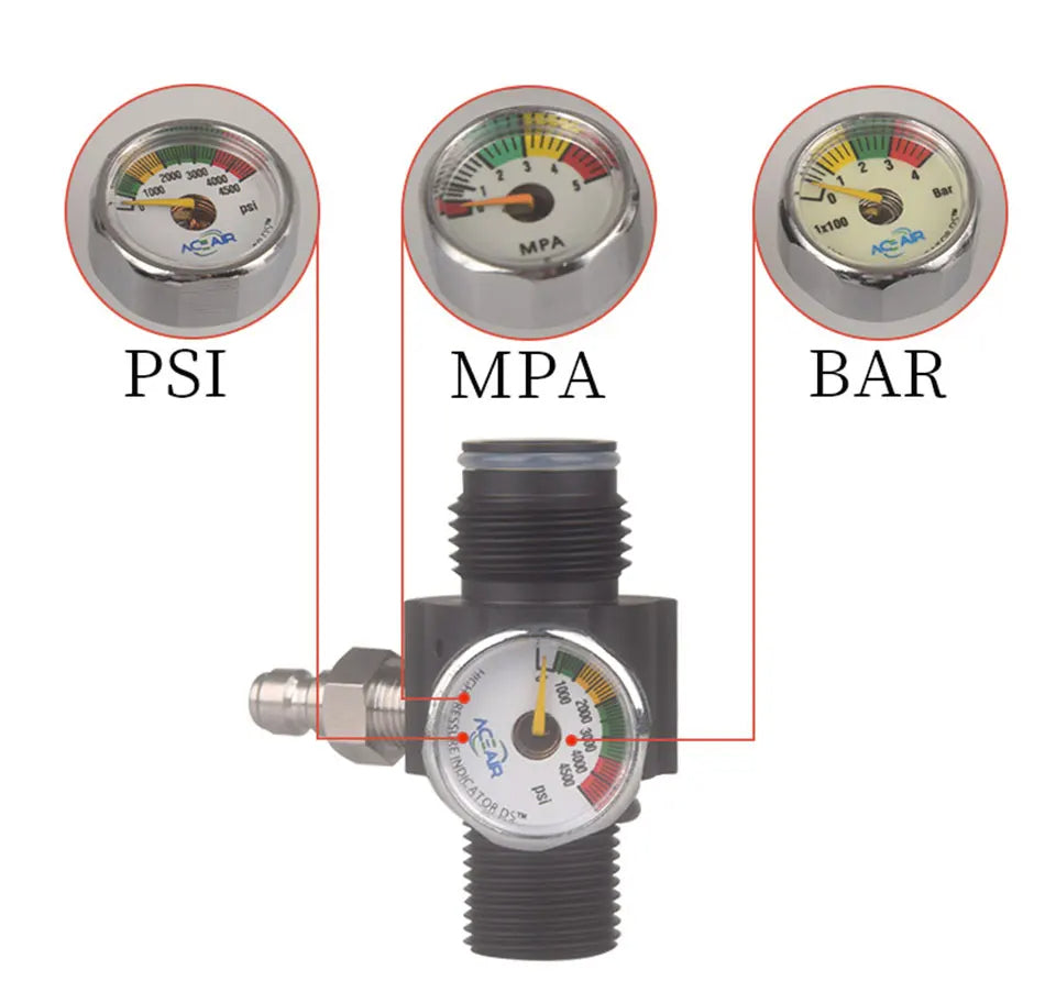 4500PSI HPA Adjustable Regulator Valve with M18*1.5 to G1/2-14 Thread for CO2 & Aquarium