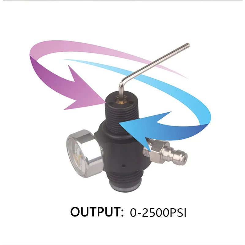 4500PSI HPA Adjustable Regulator Valve with M18*1.5 to G1/2-14 Thread for CO2 & Aquarium