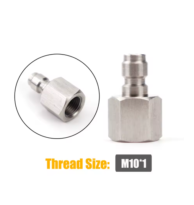 8mm quick disconnect air adapter – male/female fitting with 1/8 NPT/BSP and M10