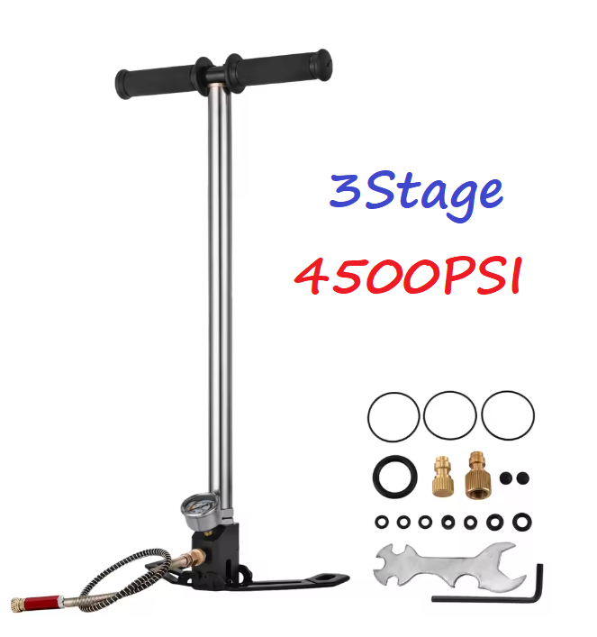 3-stage PCP hand pump for air rifles – delivers up to 4500PSI high pressure