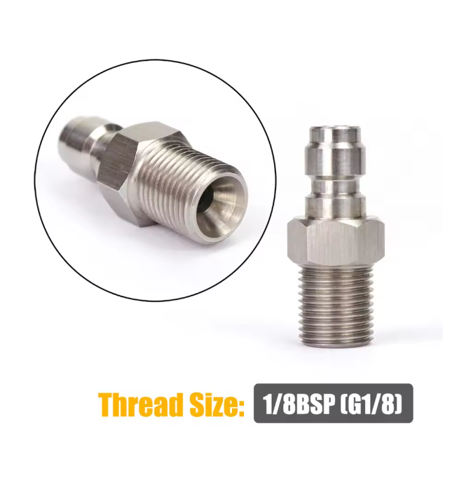 8mm quick disconnect air adapter – male/female fitting with 1/8 NPT/BSP and M10