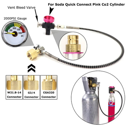 Pink CO2 Refill Adapter Only for SodaStream Terra DUO Quick Connect

