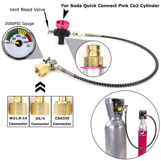 Pink CO2 Refill Adapter Only for SodaStream Terra DUO Quick Connect

