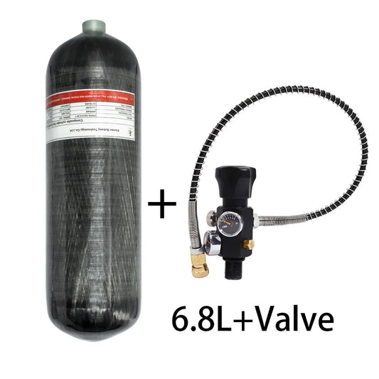 TUXING 6.8L Carbon Fiber Tank with 6000PSI Dual Gauge Regulator Valve

