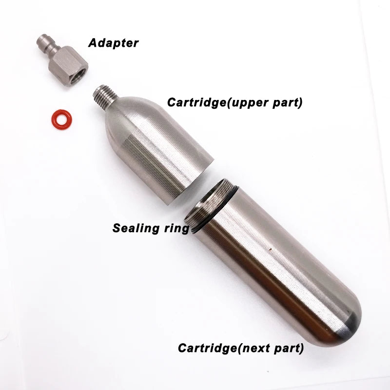 Stainless Steel CO2 Refillable Cartridges – 24g / 33g / 45g – 3/8-24UNF Thread

