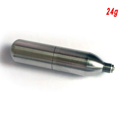 24g Cartridge Stainless Steel CO2 Refillable Cylinder - 3/8-24UNF Thread