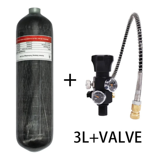 TUXING 3L Carbon Fiber Tank with 6000PSI Fill Station Valve & Gauges

