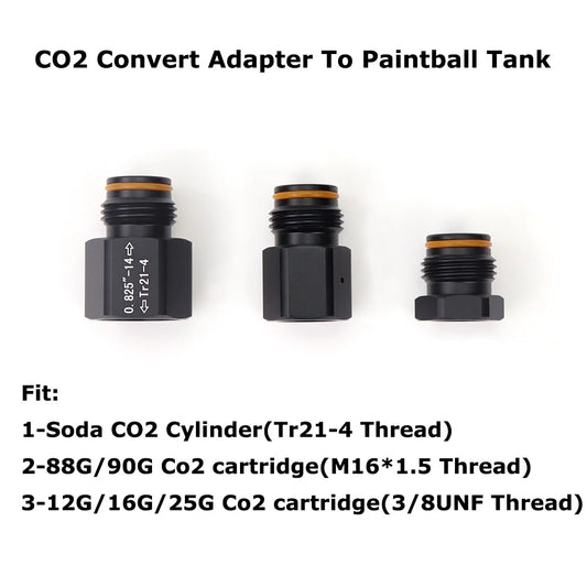 CO2 Cartridge to Paintball Tank Adapter – SodaStream / 88G / 3-8UNF Converter

