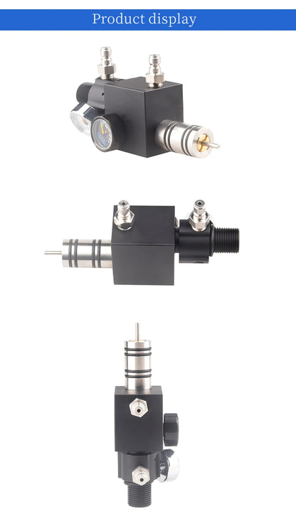 Three mechanical components on a white background with 'Product display' text at the top.