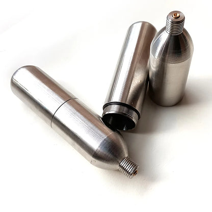 Stainless Steel CO2 Refillable Cartridges – 24g / 33g / 45g – 3/8-24UNF Thread
