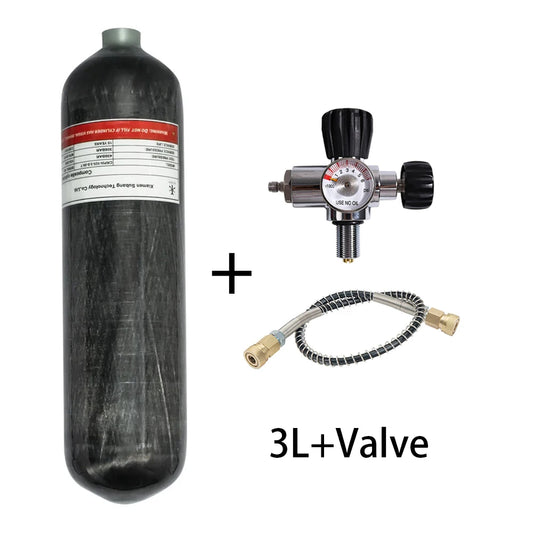 TUXING 3L Carbon Fiber Tank with Regulating Valve and Hose – 300BAR

