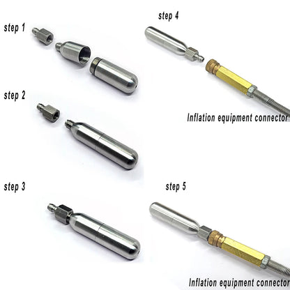 Stainless Steel CO2 Refillable Cartridges – 24g / 33g / 45g – 3/8-24UNF Thread
