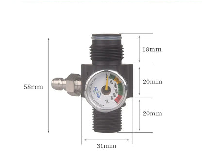 4500PSI HPA Adjustable Regulator Valve with M18*1.5 to G1/2-14 Thread for CO2 & Aquarium

