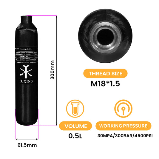 0.5L Carbon Fiber Cylinder – 300BAR