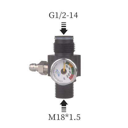 Pressure regulator with thread sizes G1/2-14 and M18*1.5 labeled on a white background