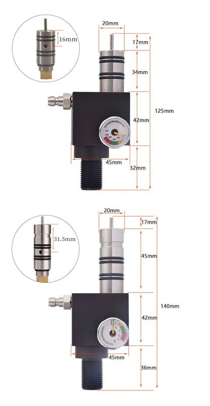 High pressure 4500PSI Z valve regulator with M18x1.5 thread – ideal for CO2 tanks
